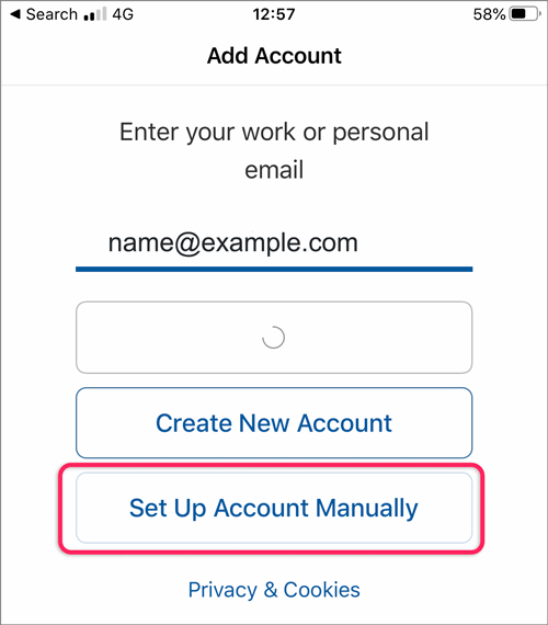 Outlook Mobile manual IMAP setup on iOS